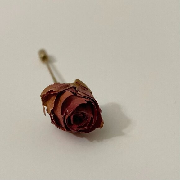 Vintage Dried Rose Bud Lapel Stick Pin - Picture 9 of 13